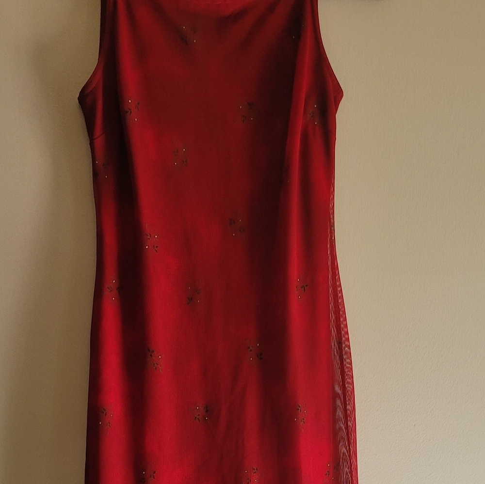 Breakin Loose Sleeveless Red Floral Dress 7/8 - Picture 2 of 10